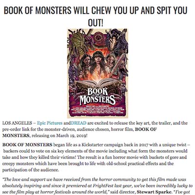 BOOK OF MONSTERS WILL CHEW YOU UP AND SPIT YOU OUT! -TN HORROR